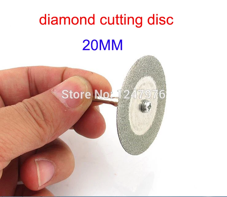 

free shipping 10pcs Diamond disc + 2pcs connecting pole alloy stone cutting disc diameter 20mm thickness 0.6mm