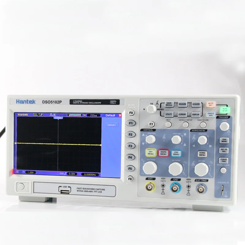 Hantek DSO5102P Digital Oscilloscope 100MHz 2Channels 1GS/s 7'' TFT LCD 800x480 Record Length 40K USB AC110-220V