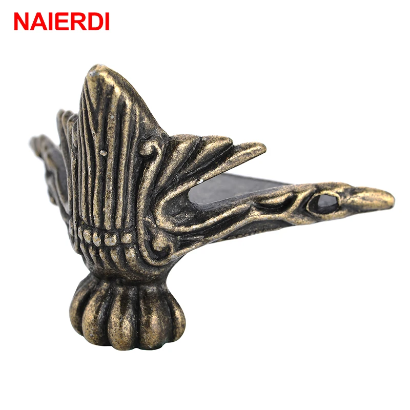 2PCS NAIERDI 40x30mm Antique Wood Box Feet Leg Corner Protector Triangle Rattan Carved Decorative Bracket For Furniture Hardware