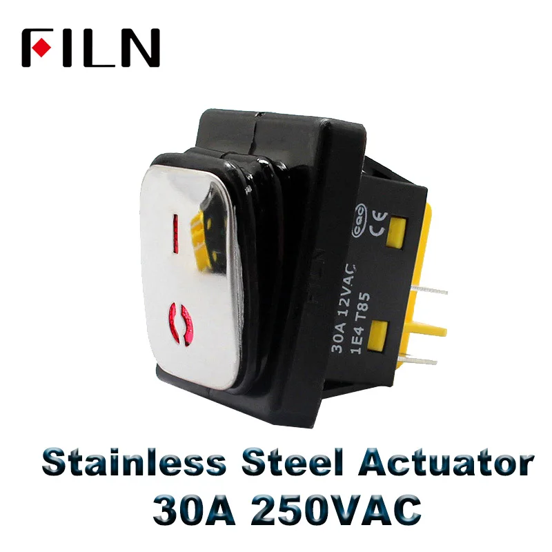 KCD4 przełącznik dźwigniowy z wodoszczelną osłoną powierzchni ze stali nierdzewnej 30A przełącznik kołyskowy 250VAC 12v LED 4pin on off przełącznik na off na przełącznik IP67