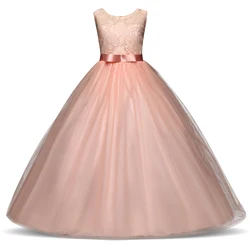 4-15 jahre Kinder Kleid für Mädchen Hochzeit Tüll Spitze Lange Mädchen Kleid Elegante Prinzessin Party Pageant Formale kleid für Teen Kinder