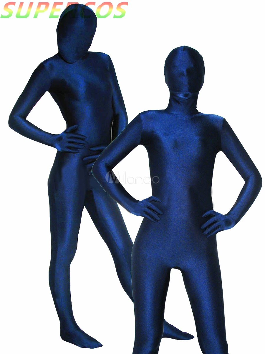 Hohe Qualität Halloween Karnevalsparty Tiefblauen Spandex Zentai-anzug