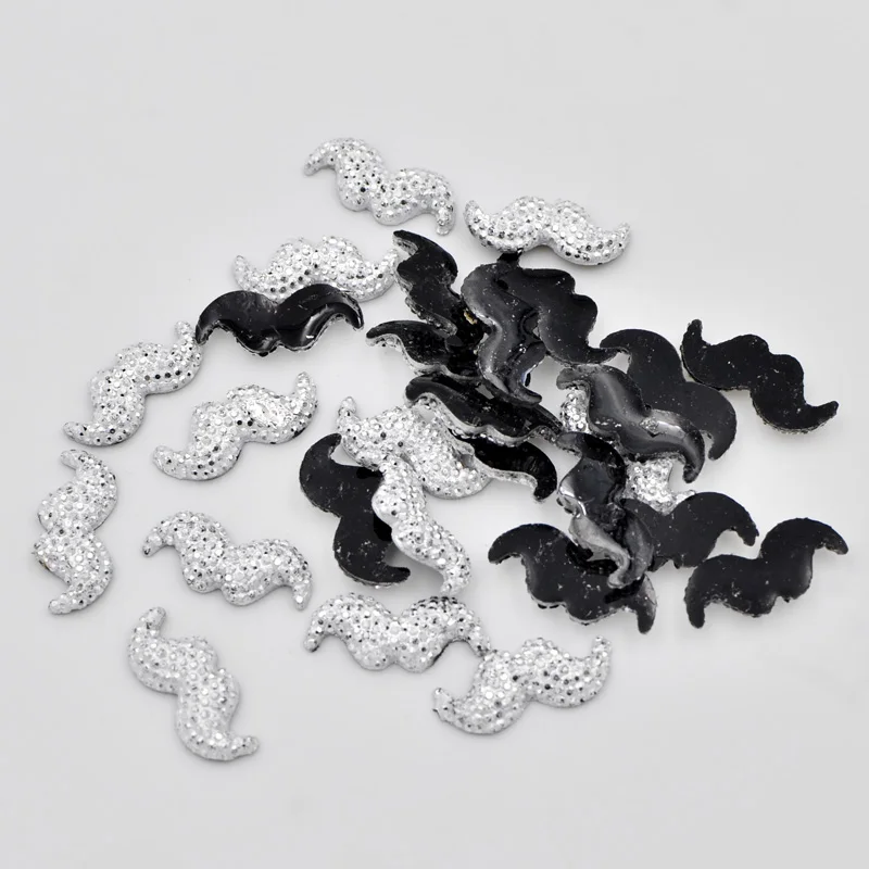 DIY 80pcs 6*17mm Resin Silver Beard Flatback Rhinestone Child Scrapbooks/wedding F213