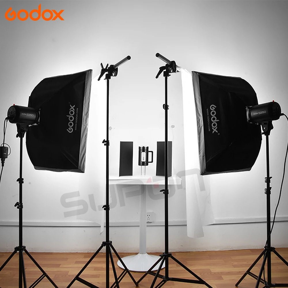 Godox Photography kits E250 220V Flash Light With AT-16 Trigger  50*70 cm Softbox  2m Light Stand to Photography  Studio