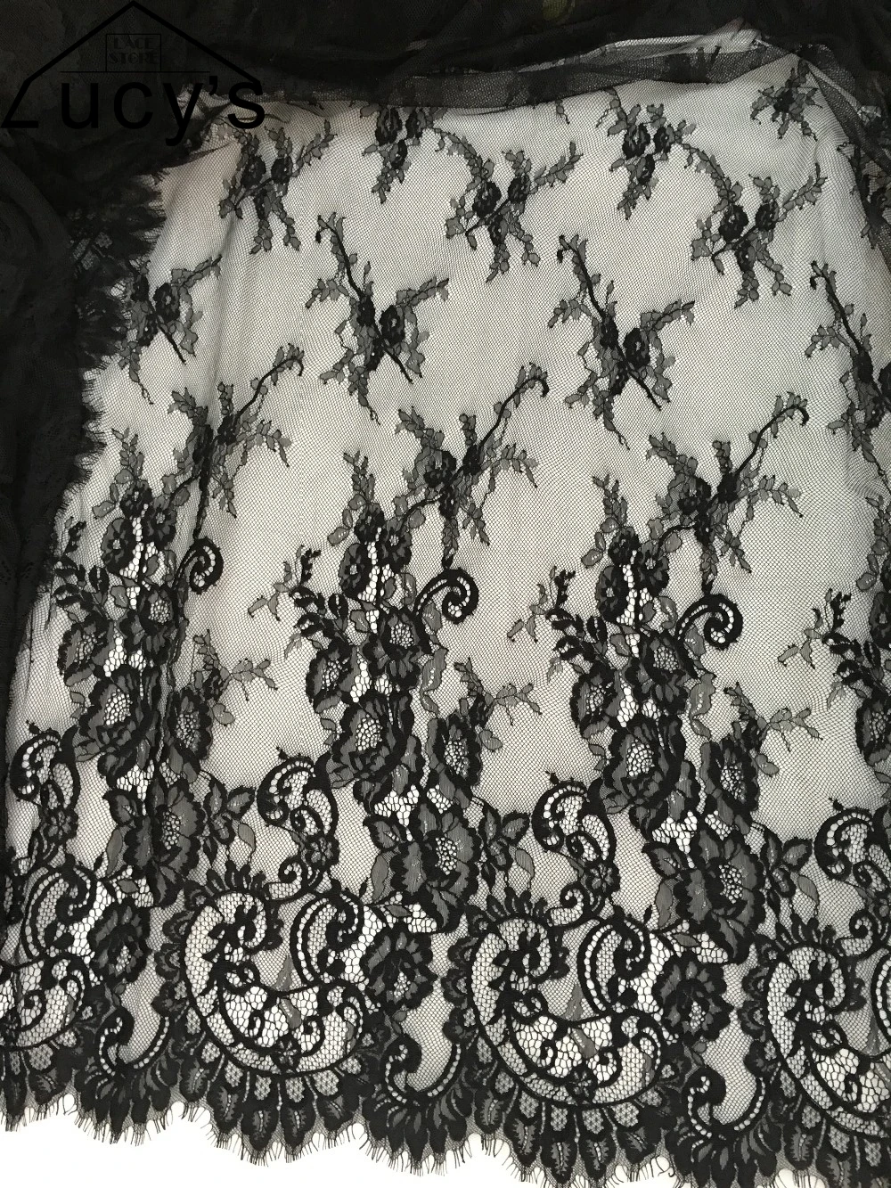 3 Meters Long Soft Lace Fabric Florals Elegant Lace Material for Clothing Dress Sewing DIY Width 150CM