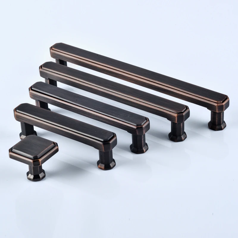 76 96 128 160MM American retro style ORB kitchen cabinet wardrobe door handle black antique copper drawer cupboard pull knob  5