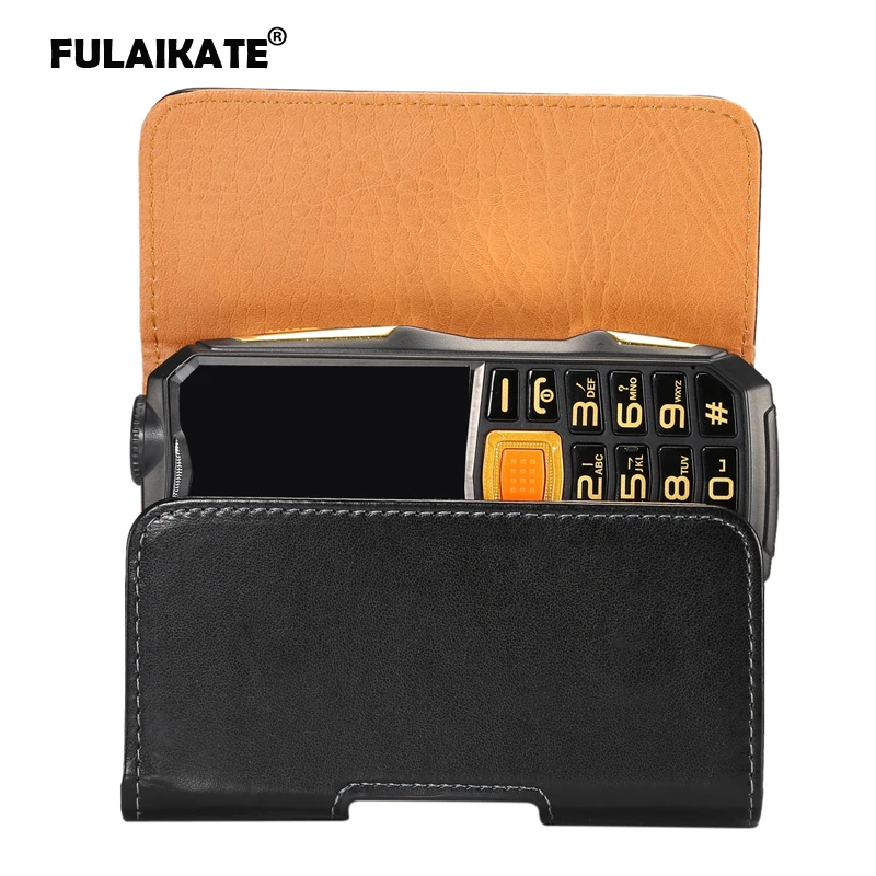 FULAIKATE Universal Leather Waist Bag for ZTE L660 Old Men Mobile Phone Portable Pocket for Neken EN3 Smooth Climbing Pouch 3 cm