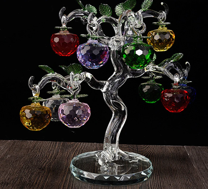 New Year Chirstmas Apple Tree Hanging Cut Crystal Glass Multicolor Faceted Apples Ornaments  (12pcs) Christmas & Home Decoration