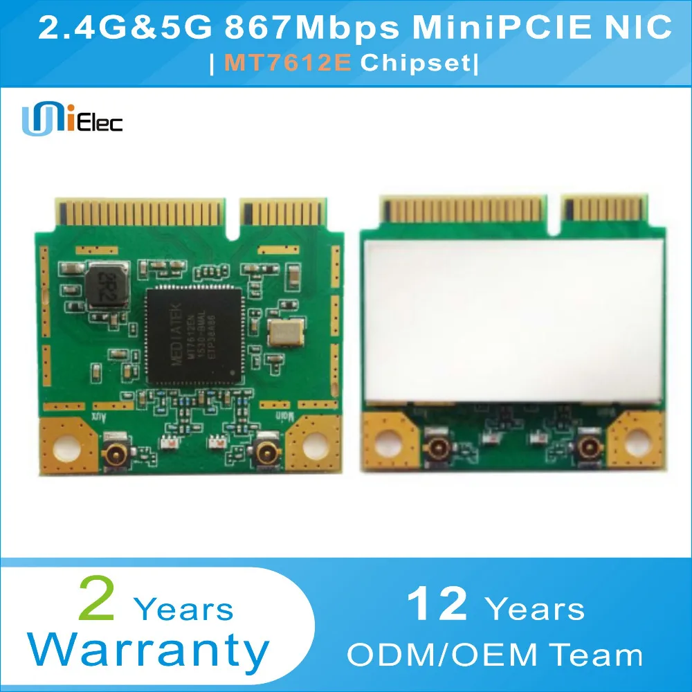 MTK MT7612 2x2 2.4G&5G 802.11ac/b/g/n 867Mbps Half MT7612E MiniPCIE NIC Support omnipeek  PCBA ODM OEM  WiFi Custom Board