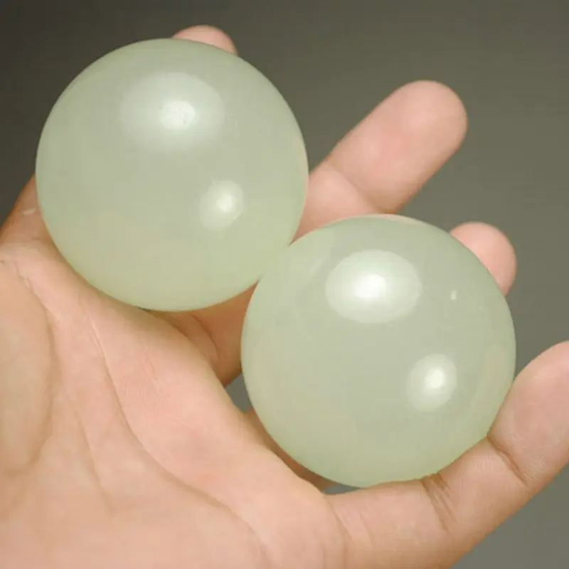 Bola de jade natural, bolas de saúde verde e branca, massageador, cuidados para idosos, coração, presente de aniversário, promoção