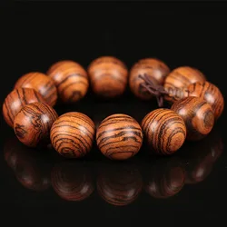 Natural Tabby Sandalwood Wood Beaded Engraved Bracelet & Bangle Buddha Prayer Beads Bracelets For Men Women Wooden Jewelry