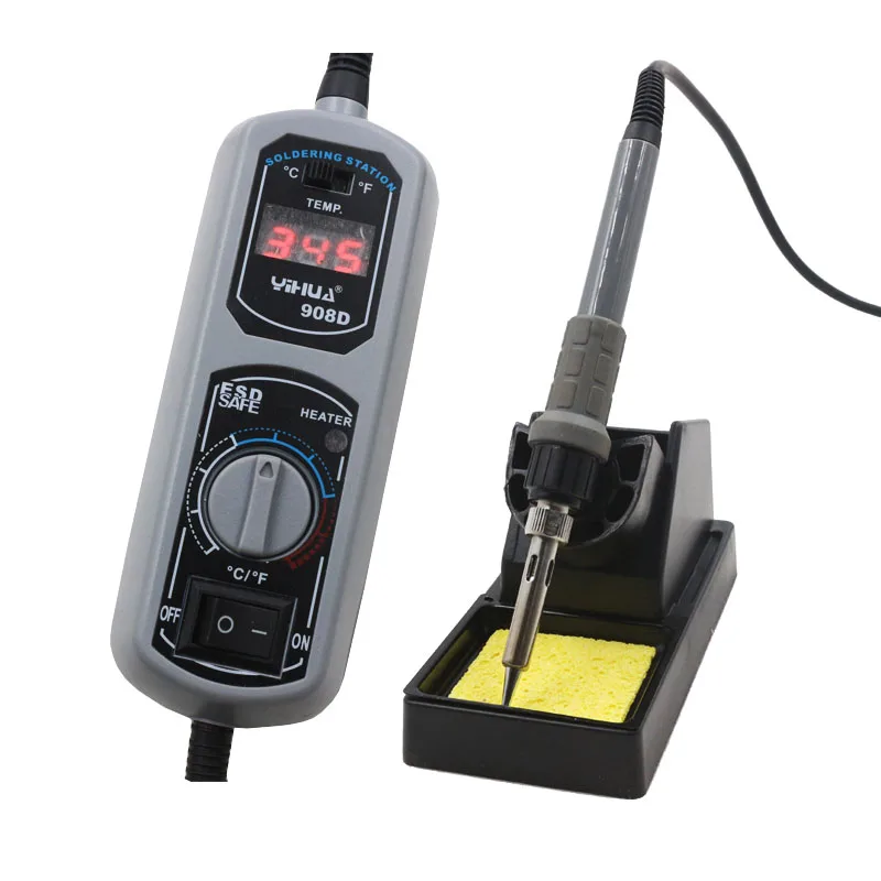 60W LED Digital Display YIHUA 908D 220V Soldering Station Mini Portable Adjustable Electric soldering iron + holder