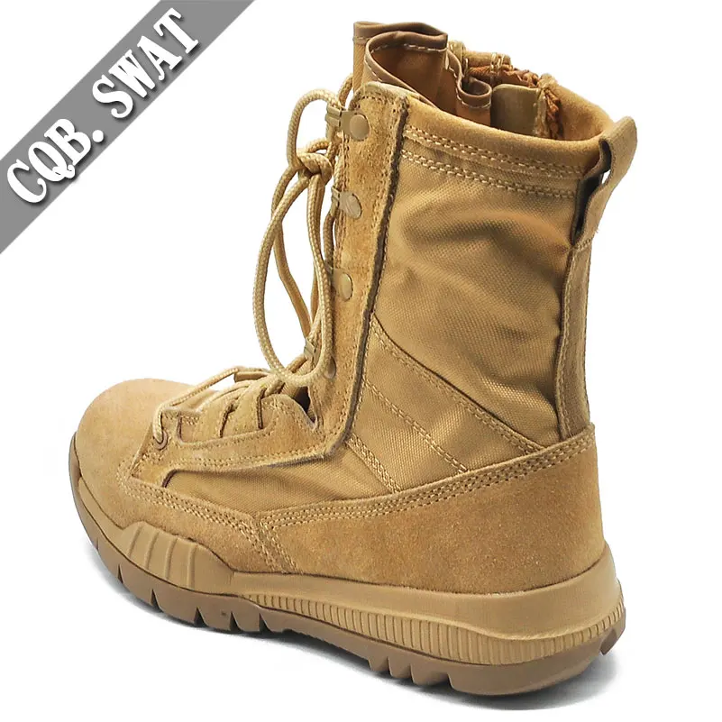 CQB.SWAT TAN COLOR BOOTS FOR MEN COMBAT BOOTS DESERT OUTDOOR BOOTS WITH SIDE ZIPPER SIZE 38-46