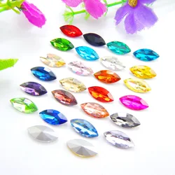 8 sizes nice glass Crystal strass horse eye Navette Marquise shape Glue on rhinestones ornament accessories diy trimming