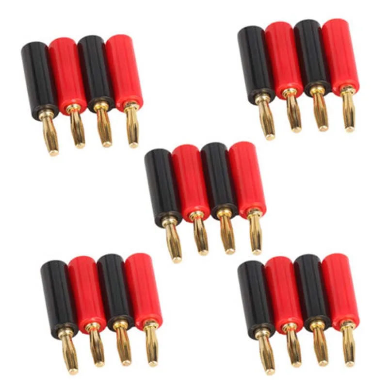 4x Gold Plated 4mm Banana Plug Connectors Adapter Speaker Wire Audio Cable NEW NEW