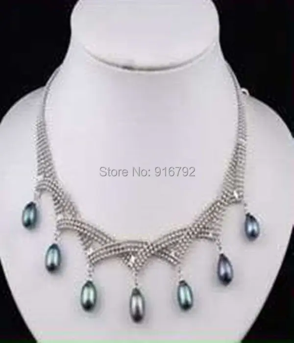 

free P&P Charming!7-9MM Black Akoya pearl pendant necklace AAA