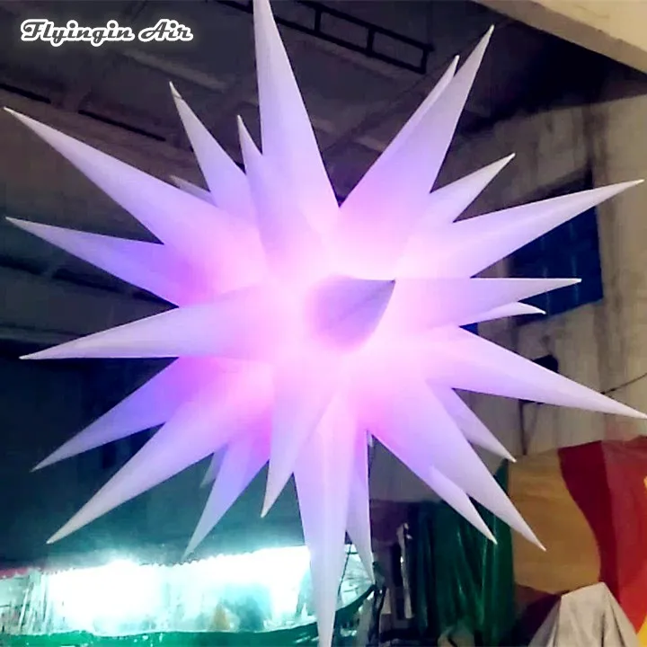 

Customized Party Lighting Inflatable Balloon 2m Diameter Hanging Thorn Star For Night Club And Concert Decoration