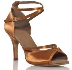 Chaussures de danse latine en satin pour femmes, chaussures de salle de Rh, tango et salsa