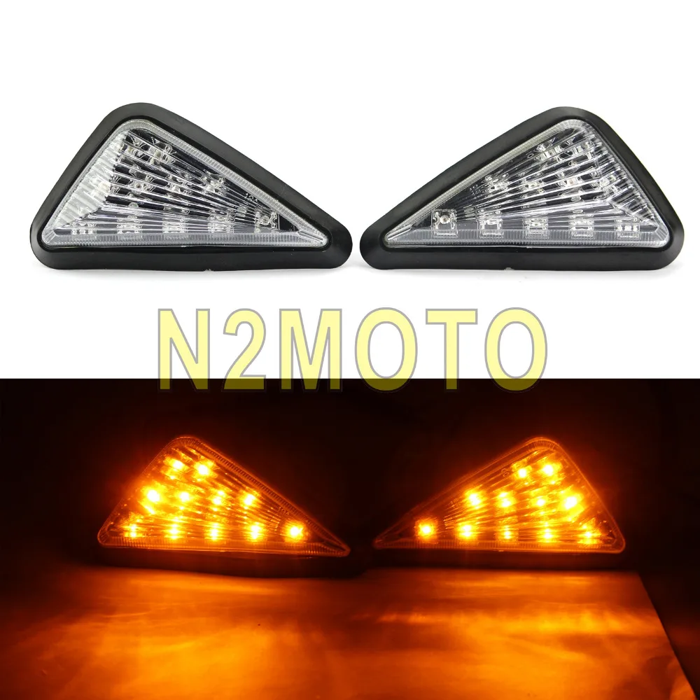 Motorcycle LED Clear Lens Amber Indicator Turn Signal Light Flush Triangle Flasher for Honda Kawasaki Yamaha CBR600 1000