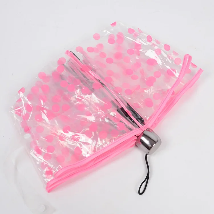 Transparent Dot Umbrella Plastic PVC POE Point  sunny rainy creative umbrella three folding umbrella