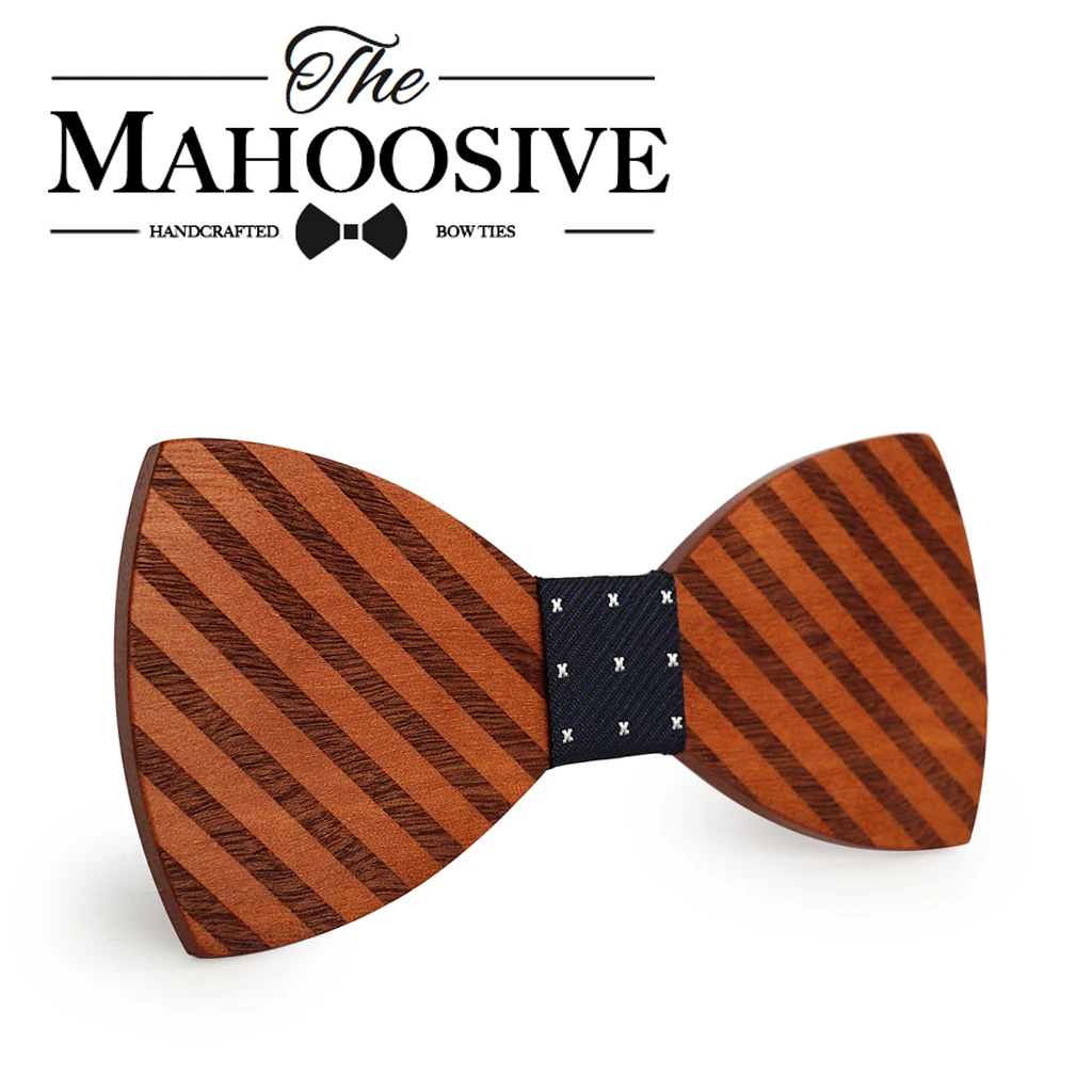 

Mahoosive Gravata Plaid Wood Bow Tie For Man Wedding Butterfly Design Necktie Cheery Wooden Bow Ties