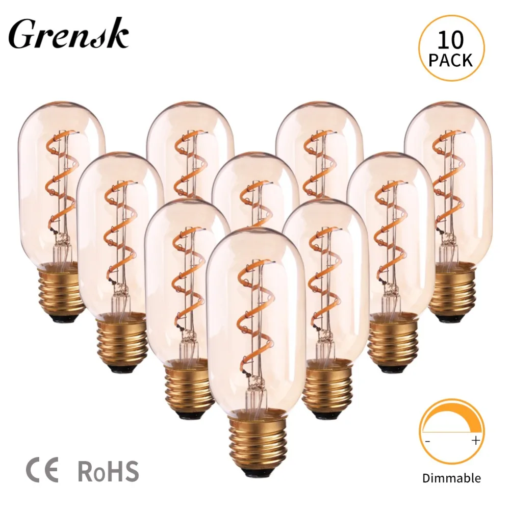 

Grensk Led Filament Bulb T45 Led 2200K Dimmable Flexible Edison Light Bulbs E27 220v Lamparas Bombillas Led Table Lamps for Home