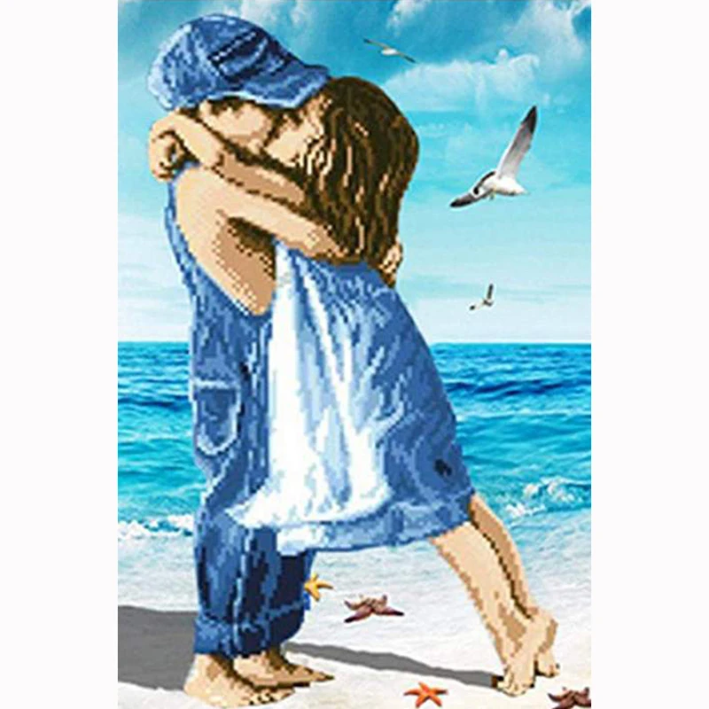 

Diamond Mosaic 5D DIY Diamond Painting Two Kissing Children Cross stitch Square Diamond Embroidery Rhinestone Painting KBL