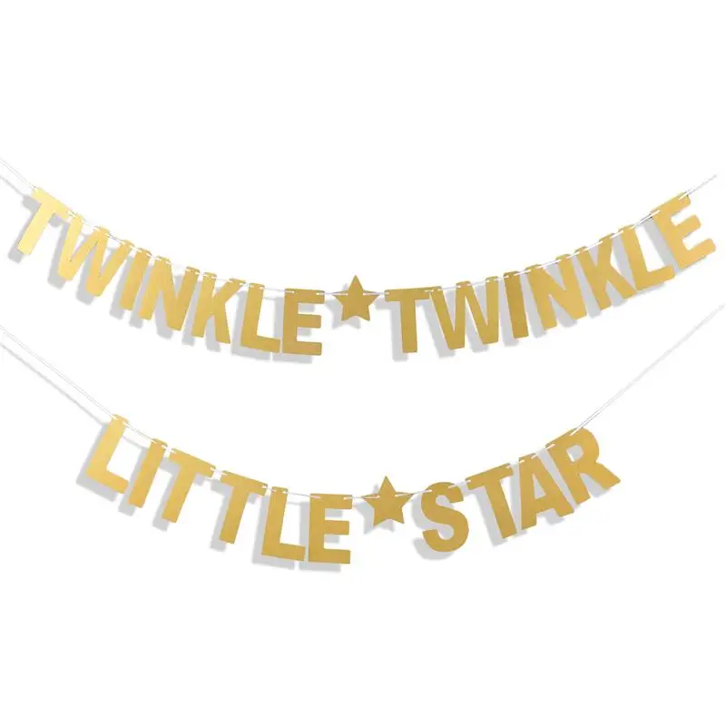 FunPa Party Letter Banner Paper Twinkle Twinkle Little Star Pattern Party Banner Glitter Banner For Baby Shower Party Decor New