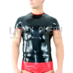Men's rubber latex tights tee shirt T-shirt costume