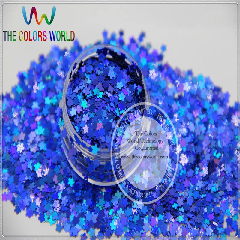 

FL-75 Flower shape Size 3 mm laser holographic Royal Blue Color Glitter paillette spangle for Nail Art and DIY supplies1pack=50g