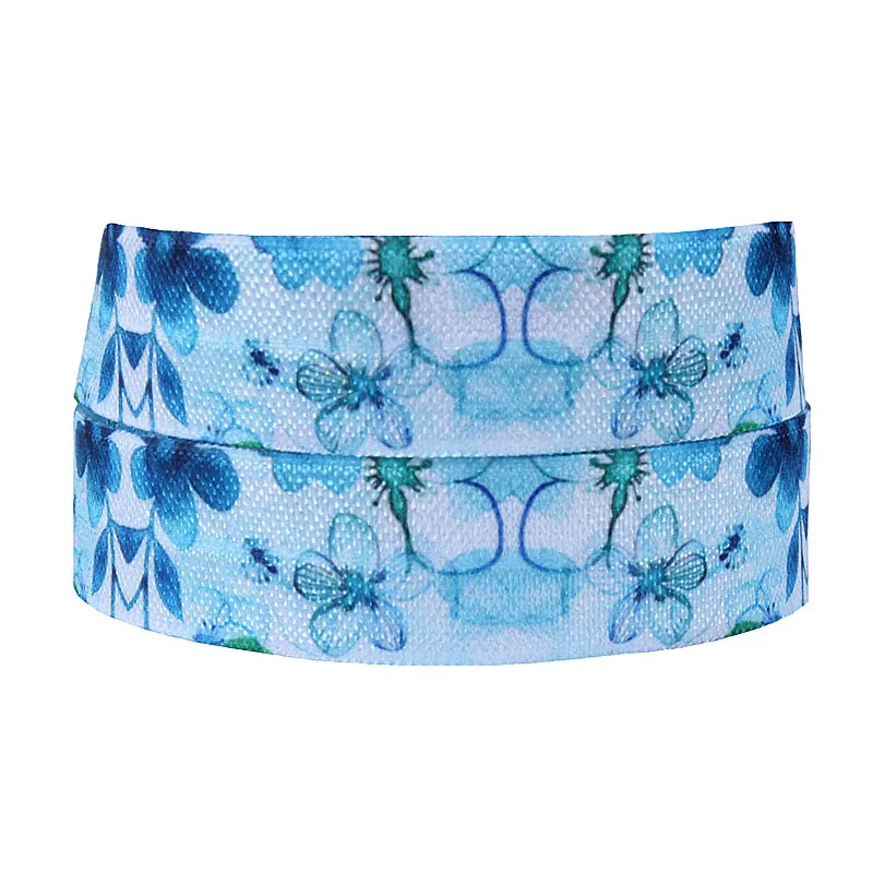 

FLRA Elastic(100yards/lot) New cheap watercolor blue floral elastic