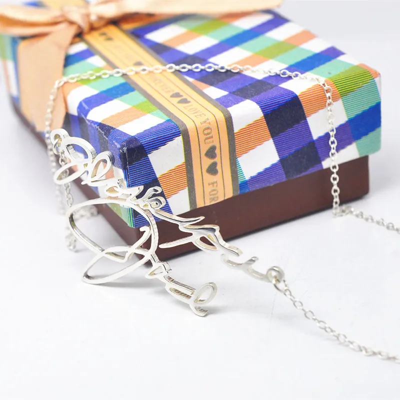 

Signature Cut Out Necklace Solid Silver Nameplate Necklace Custom Jewelry In Memory