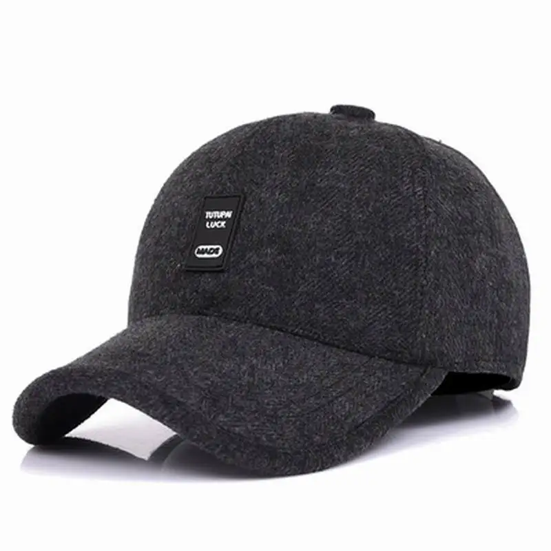 

Man Autumn Visor Cold Winter Keep Warm Baseball Cap Thick Winter Male Visor Adjustable Ear Protection Cap