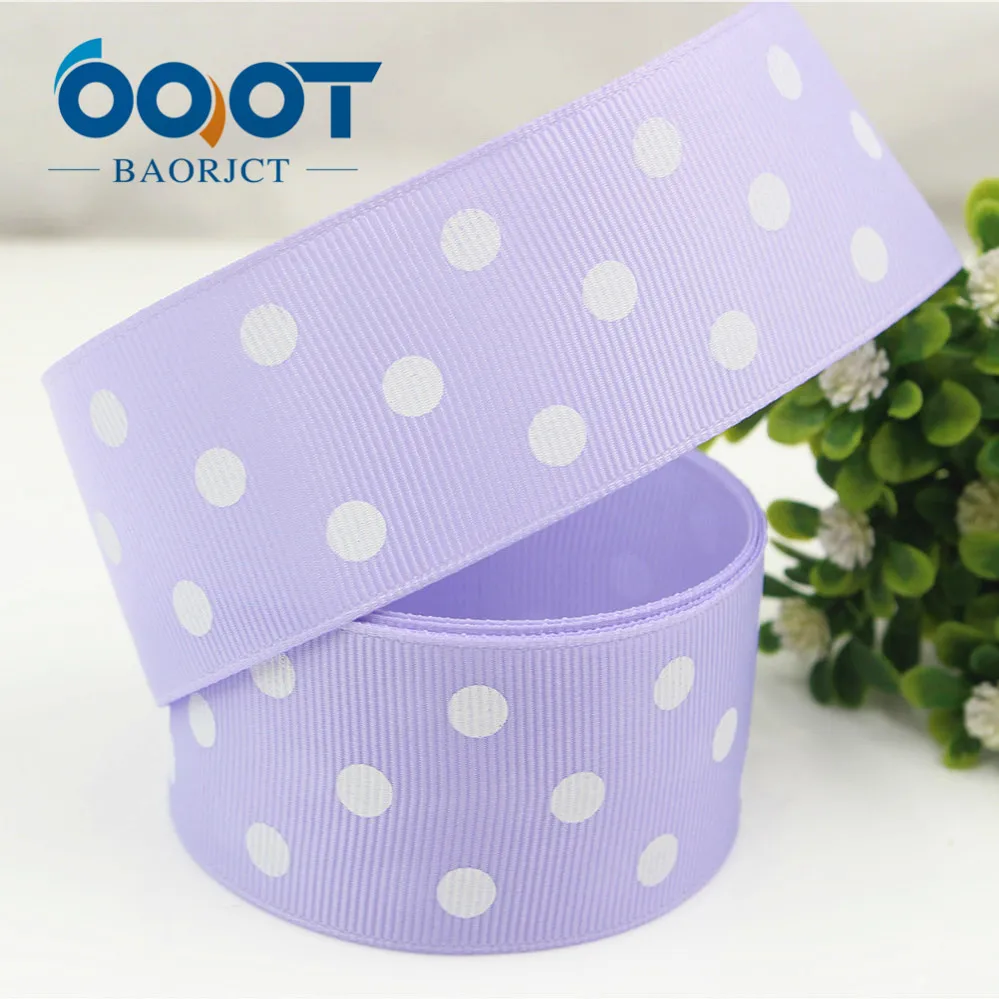 OOOT BAORJCT 176181 38mm 10 yard/lot Dots Ribbons Thermal transfer Printed grosgrain Wedding Accessories DIY handmade material