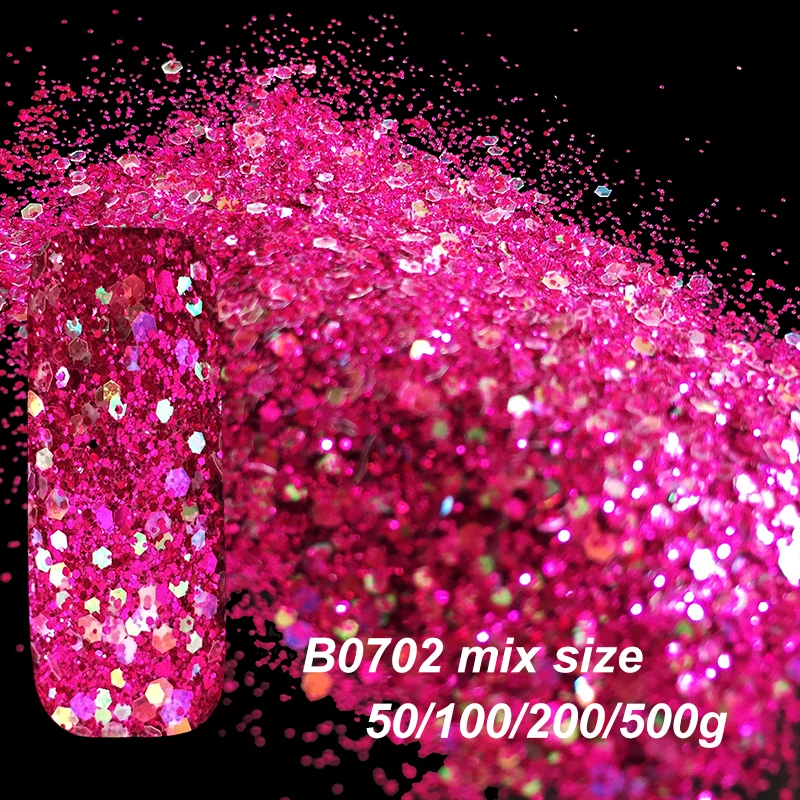 

Manicure Paillettes Mix Size Nail Glitter Powder Christmas Craft Art Decoration Hexagon Sequins UV Dust Flash Powder