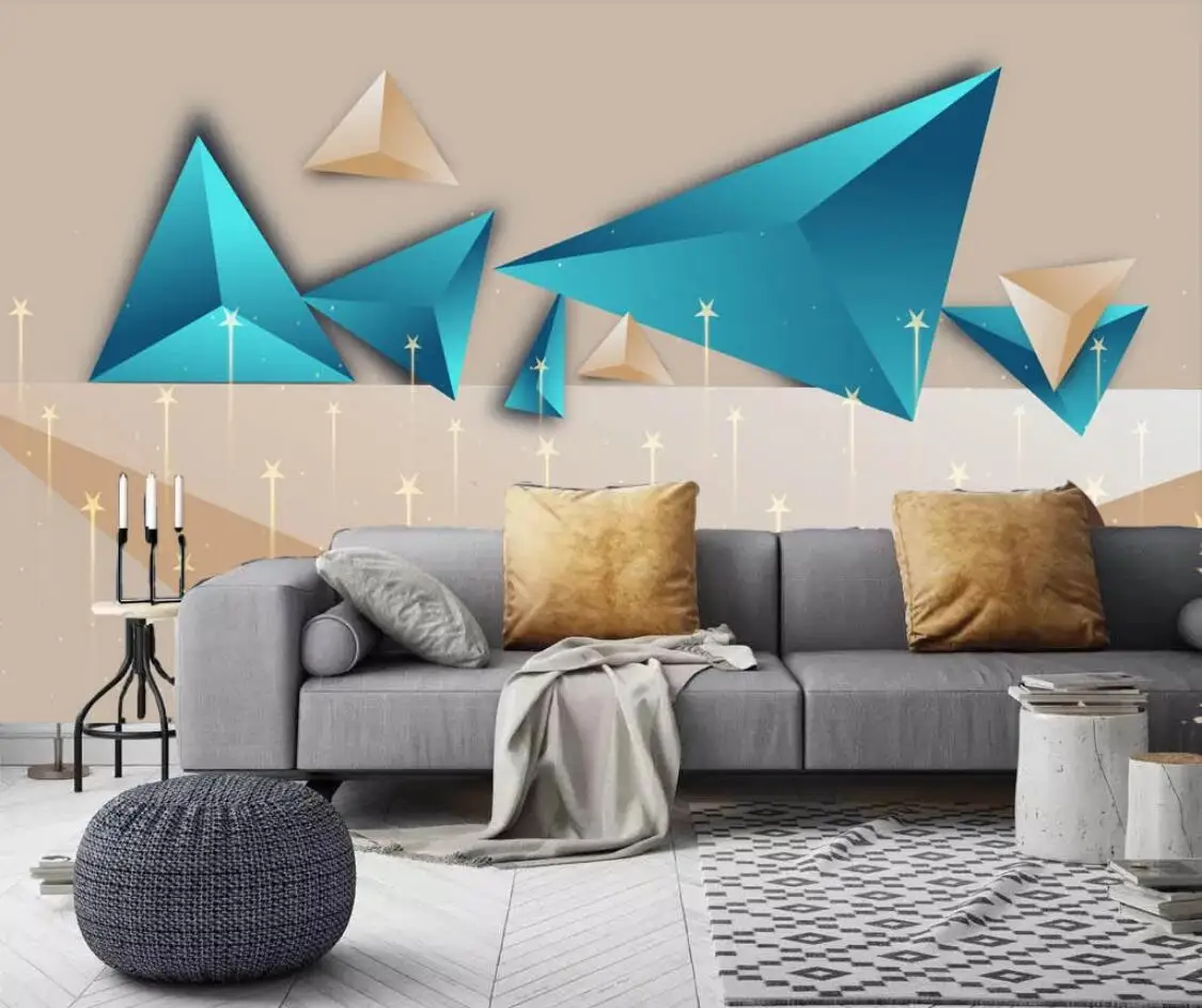 Modern Abstract Stereo Murals Geomtric Wall Paper Photo Wallpaper 3d Art Wall Paint Home Blue Contact Paper Custom