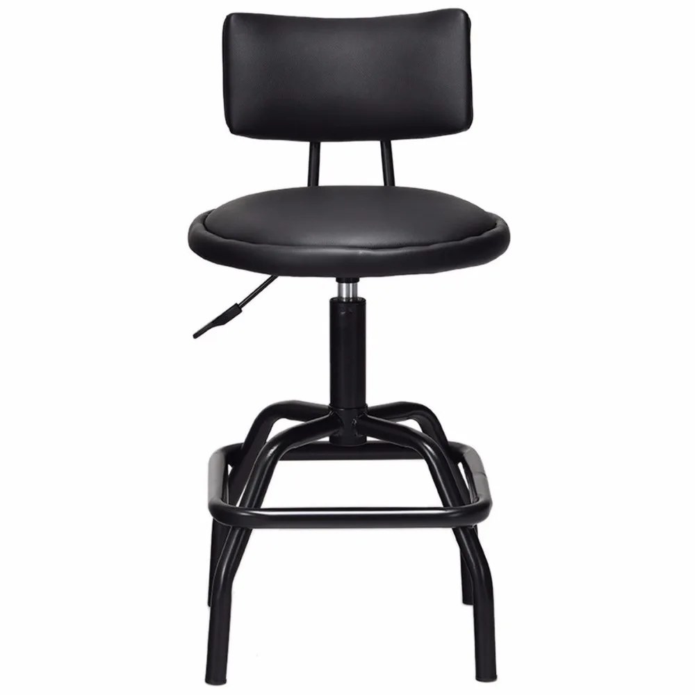 Giantex Adjustable Swivel Vintage Bar Stool PU Leather Steel Frame w/ Backrest Kitchen Bar Furniture