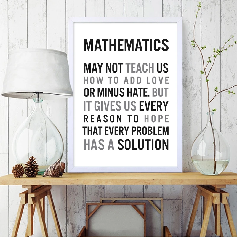Мотивационные цитаты, принты, постер, математика может не учить нас, как добавить любовь или минус, ненавидеть холст, живопись, домашнее настенное искусство, Декор