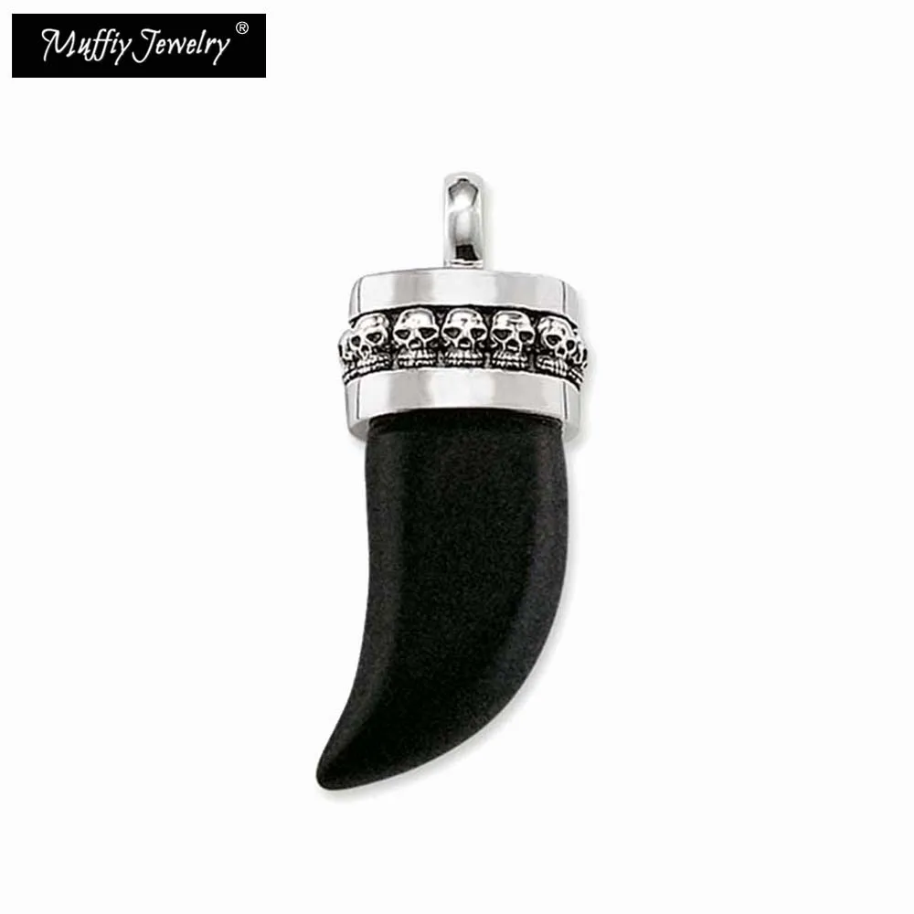 Pendant Tiger Tooth Skull Design 925 Sterling Silver Black Opal Fine Jewerly Accessories Fit Necklace Rebel Gift For Men Women