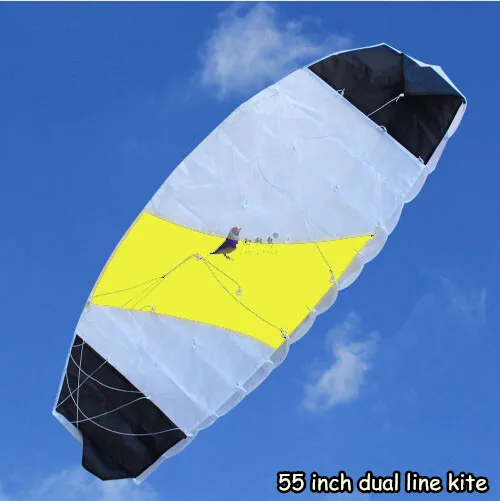 Outdoor Fun Sports 1.4m Power  Dual Line Stunt Parafoil Parachute Rainbow Sports Beach Kite For Beginner