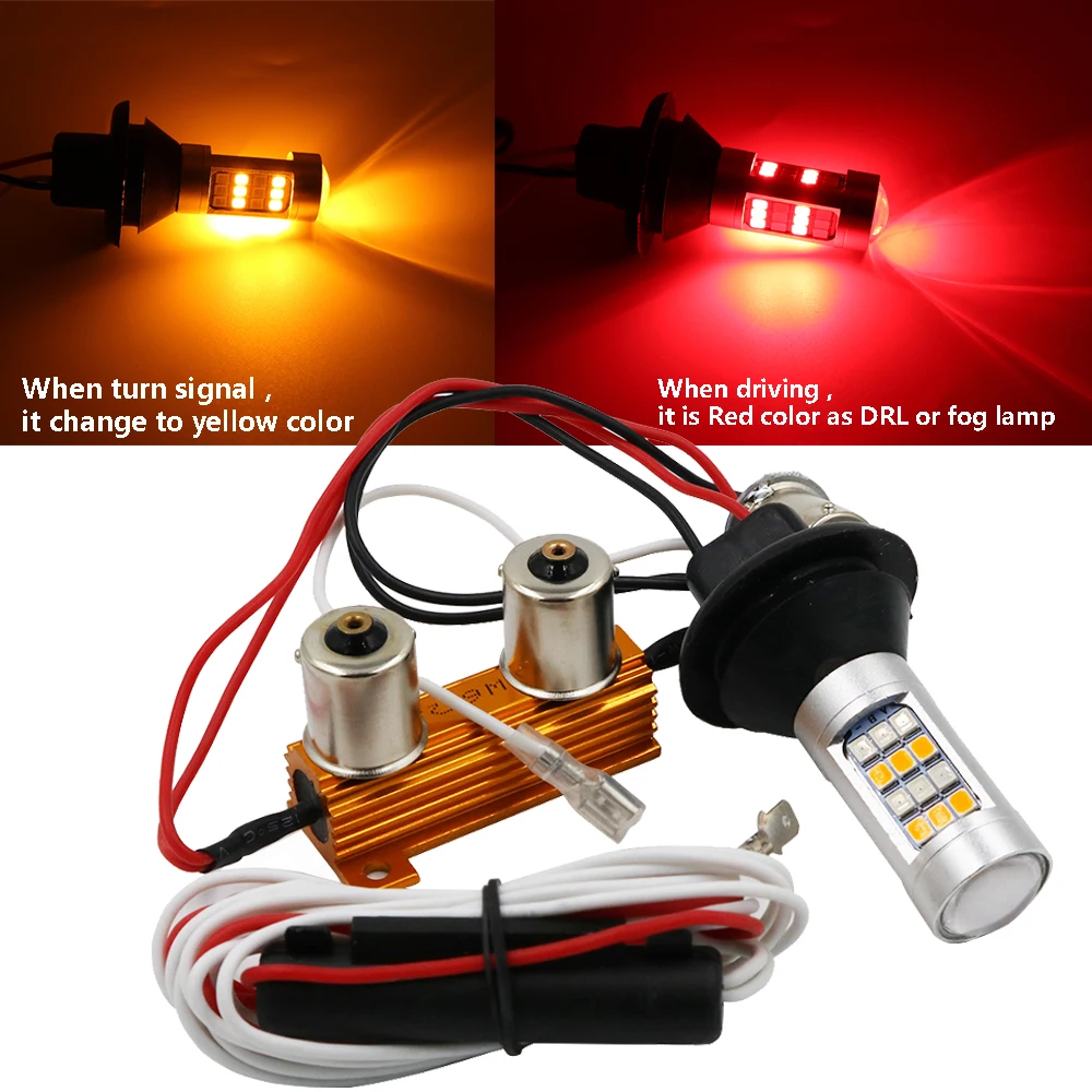 2x T20 7440 50W 2835 42SMD Error Free Canbus LED DRL Daytime Running Lights & Front Turn Signals All in One T20 7440 Turn Light