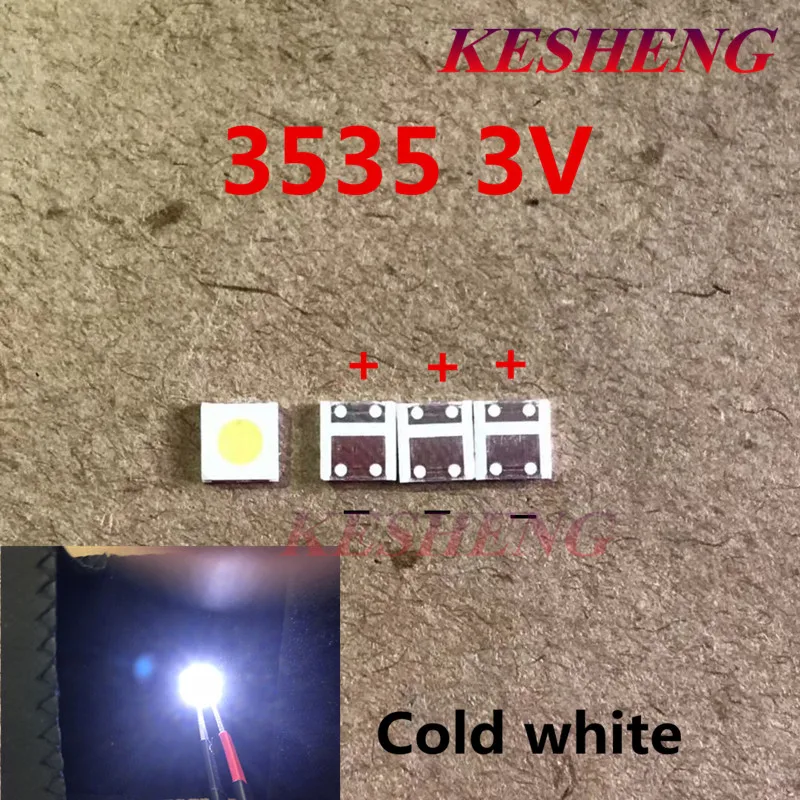 200pcs Diodes TV Backlight 1W 3V 3535 SMD LED Televisao Cold White 100lm 3537 Cool White Backlit LCD Backlight for TV Repair