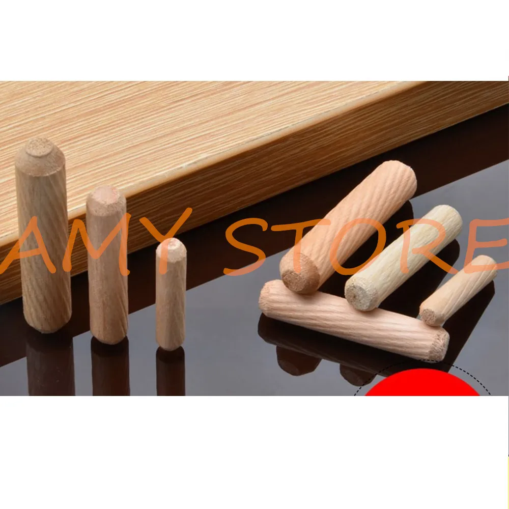 50-200Pcs di Legno Mobili Lato Tassello di legno Del Cassetto Del Governo Rotonda Scanalata Mestiere di Legno Tassello di Spilli Canne Set M6 M8 m10