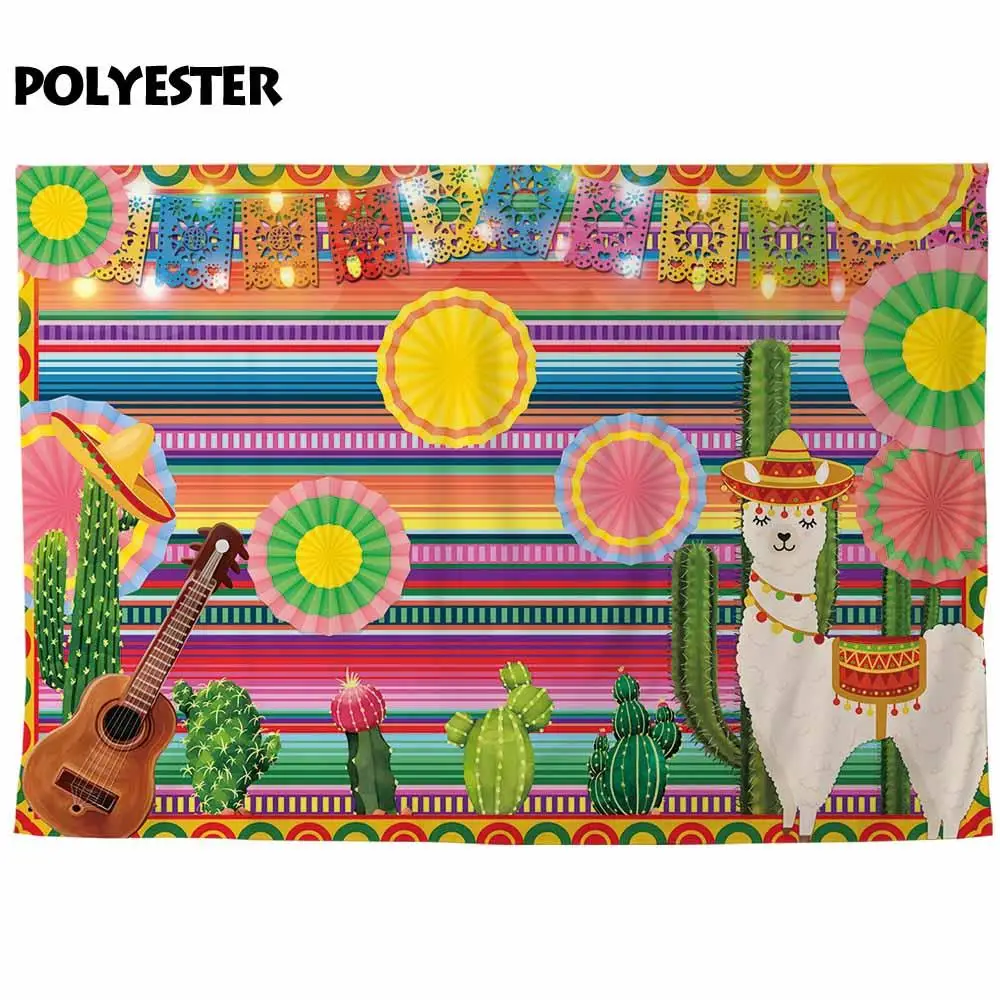 Funnytree-Fondo para sesión fotográfica a rayas, telones de fondo para fiesta, estudio de fotografía gráfico, festival de México, guitarra de Alpaca y cactus