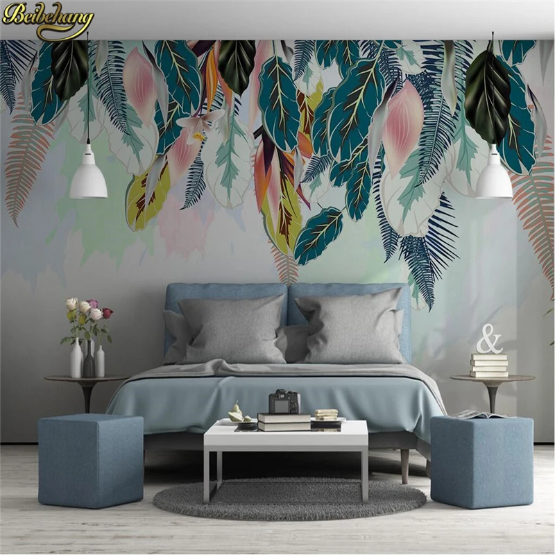 beibehang custom Northern Europe Green leaf 3d Wallpaper for Walls Home Improvement Wallpapers landscape painting 3d Wall Papers