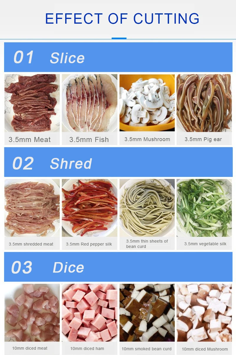 آلة تقطيع اللحوم الكهربائية التجارية عمودية 2200 واط عالية الطاقة التقطيع والتقطيع بسماكة قابلة للتعديل