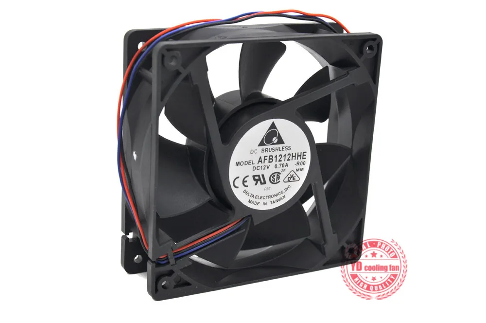 Ventilador de refrigeración DELTA AFB1212HHE-ROO, 3 pines, 12V, 0.70A, 120x120x38