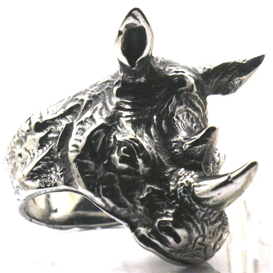 Men Boys 316L Stainless Steel Animal Rhinoceros Cool Party Ring Ferocious Warrior Free Shipping