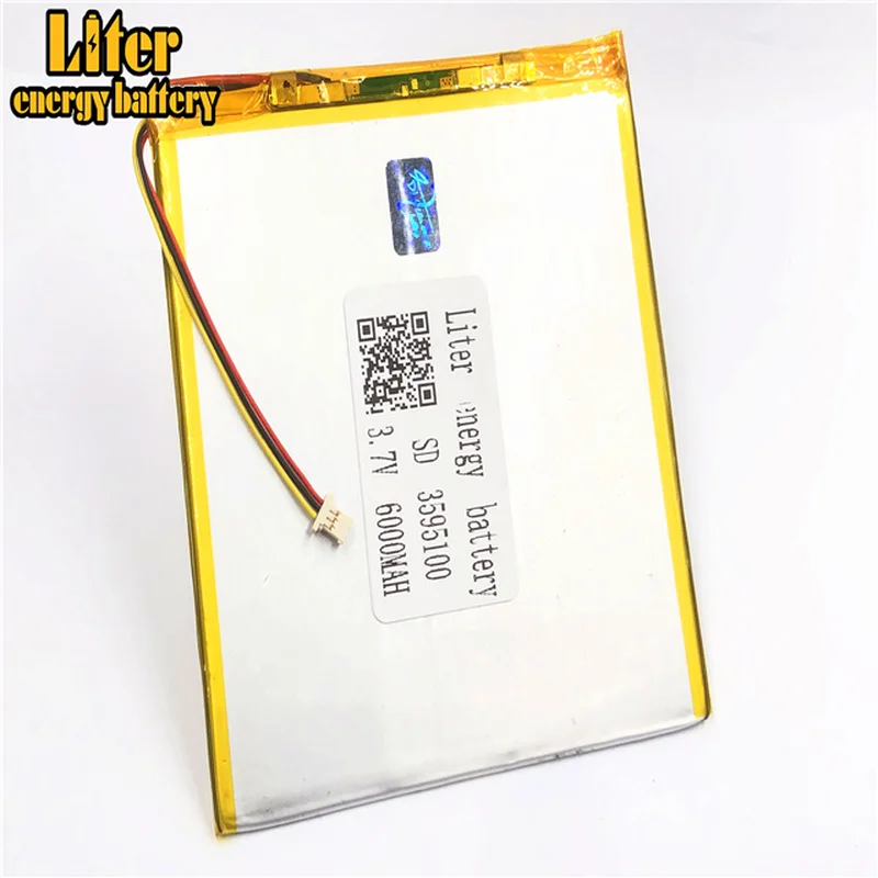 

1.0MM 3pin connector 3.7 V 3595100 6000mah Rechargeable lipo battery solar li ion polymer Tablet PC Battery