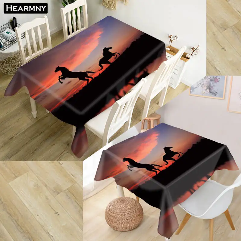 Custom Running Horse Tablecloth Kitchen Dining Table Decorations Home Rectangular Party Table Covers Office Plain More Size